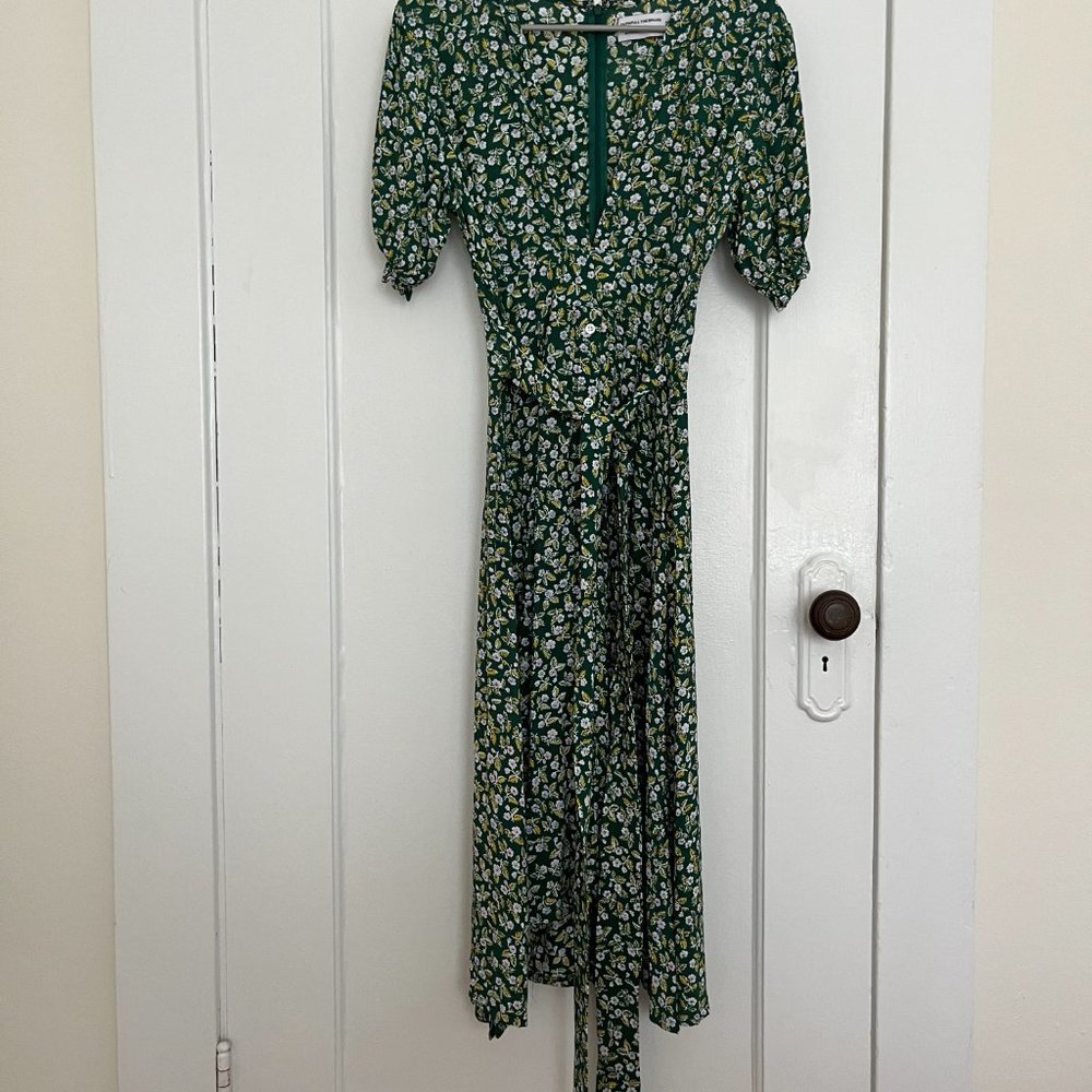 Faithfull The Brand x Anthropologie  Farah Midi Dress Green Floral - Picture 3 of 4